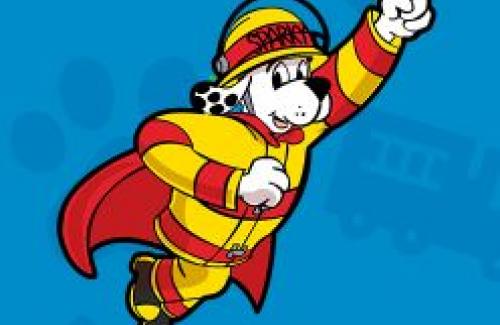 Sparky the fire dog bring fire safety to kids.