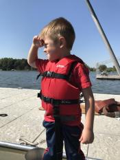 Child wearing a life jacket