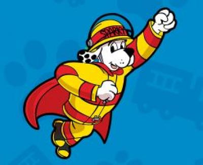 Sparky the fire dog bring fire safety to kids.