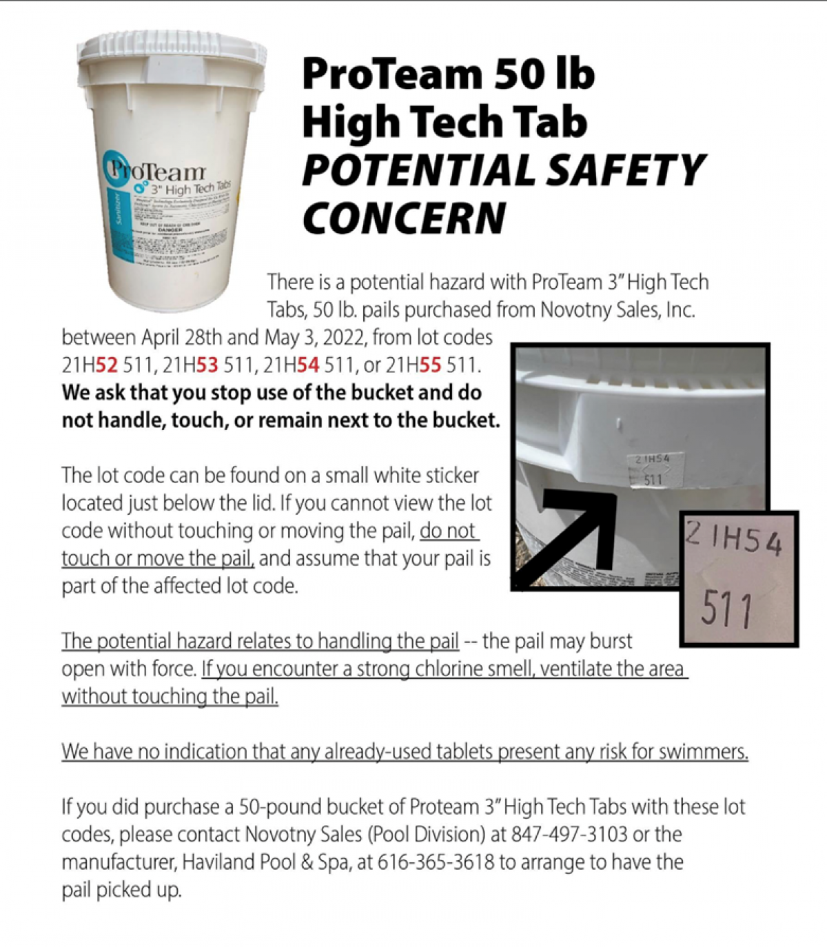 Safety Alert for pool chorine tabs